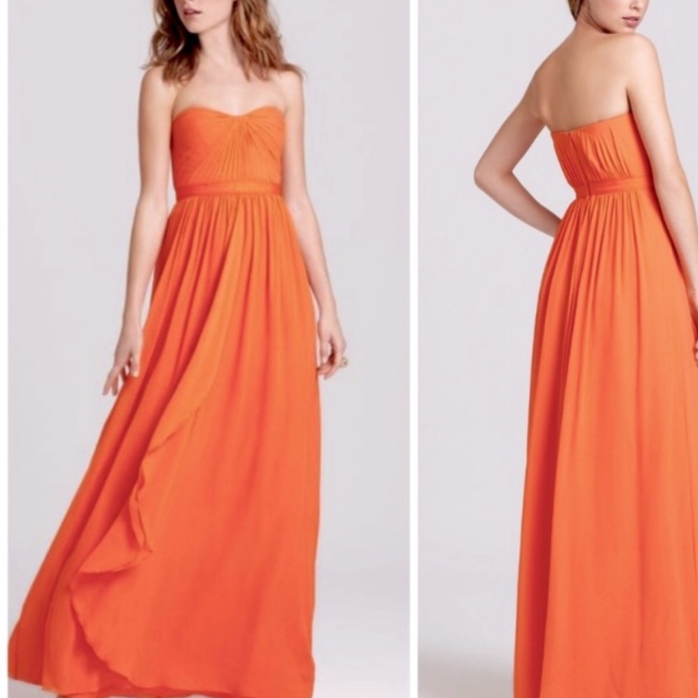 Bcbgmaxazria Vibrant Orange Spaghetti Strap Dress